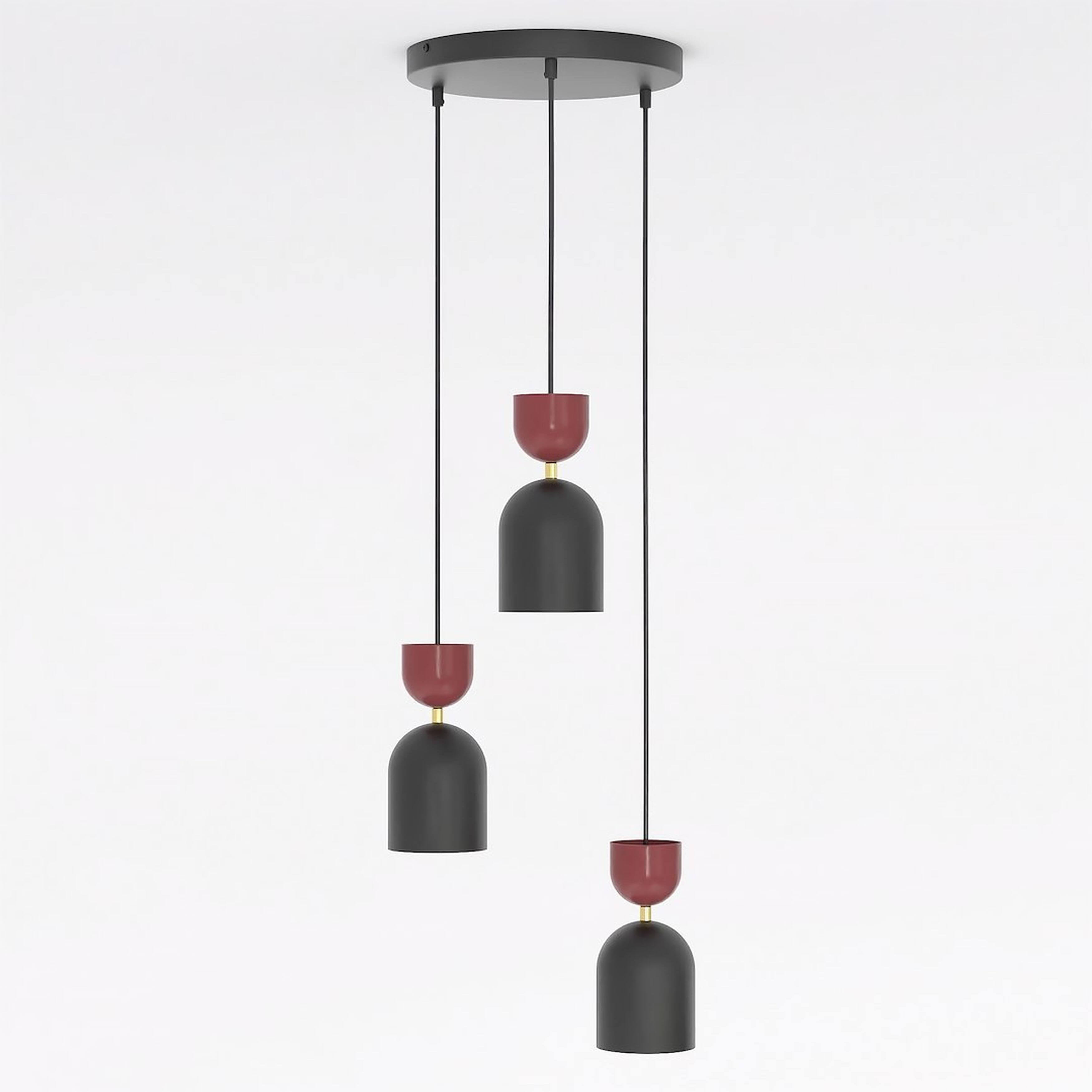 Emibig Gaudi Pendelleuchte 3x10 W schwarz-rot 1737/3PREM