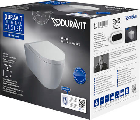 Duravit ME by Starck WC-Becken mit Absenkautomatik-Sitz hängend Spülrandlos weiß 457909AAA1