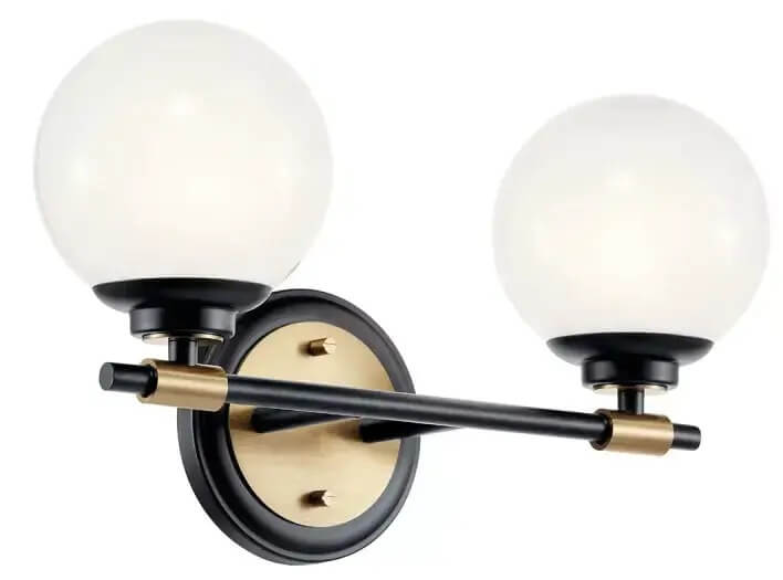Elstead Lighting Benno Wandleuchte 2x3 W schwarz-braun-opal KL-BENNO2-BK-CPZ