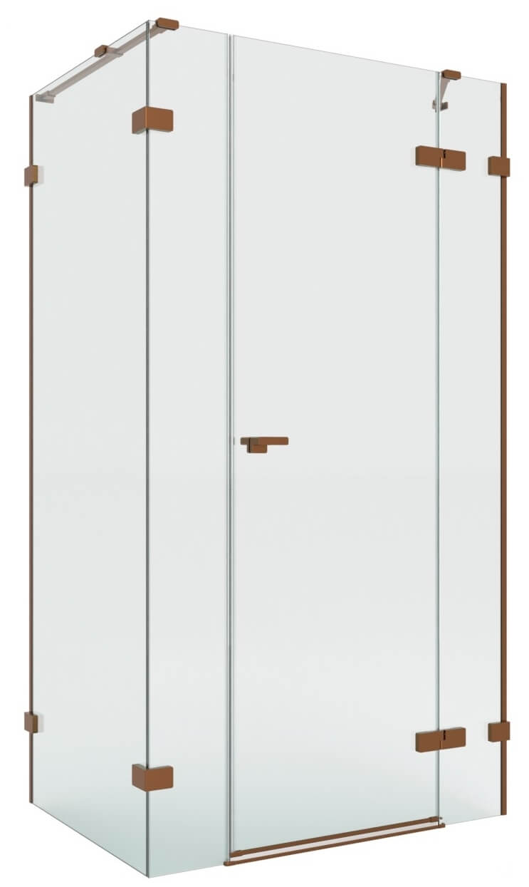 New Trendy Eventa Copper Brushed Duschkabine 130x80 cm rechteckig kupfer gebürstet/durchsichtiges Glas EXK-8096