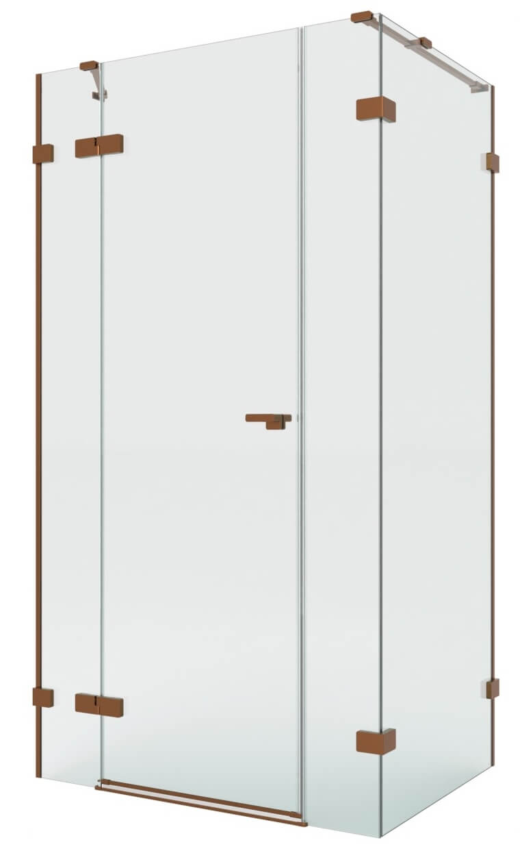 New Trendy Eventa Copper Brushed Duschkabine 110x100 cm rechteckig kupfer gebürstet/durchsichtiges Glas EXK-8105