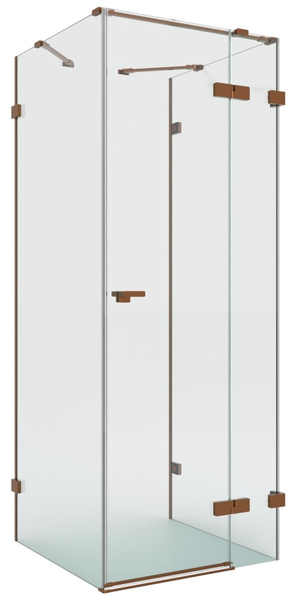 New Trendy Eventa Copper Brushed Duschkabine 90x80 cm rechteckig kupfer gebürstet/durchsichtiges Glas EXK-8118