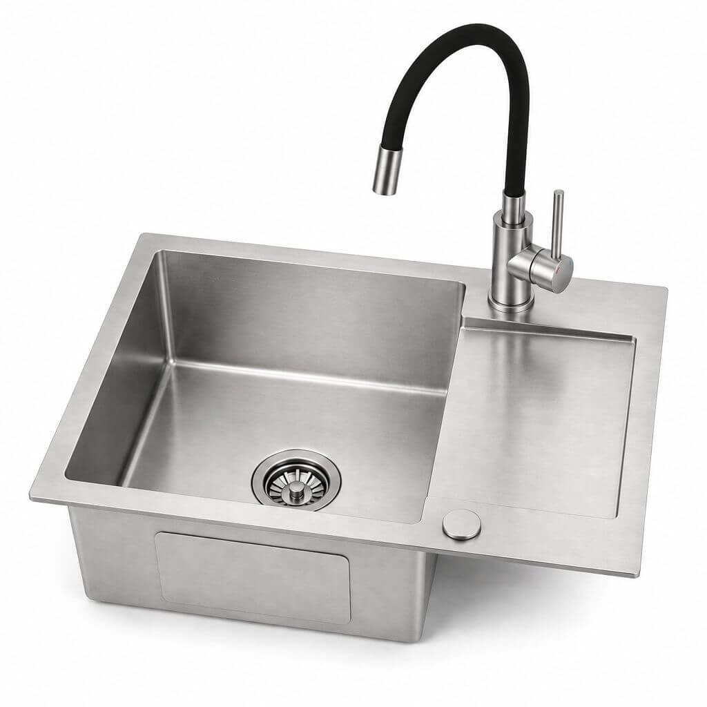 Ruvetti Look Edelstahlspüle mit Armatur 60x48 cm stahl LP_LOOK120-5200-BS-S