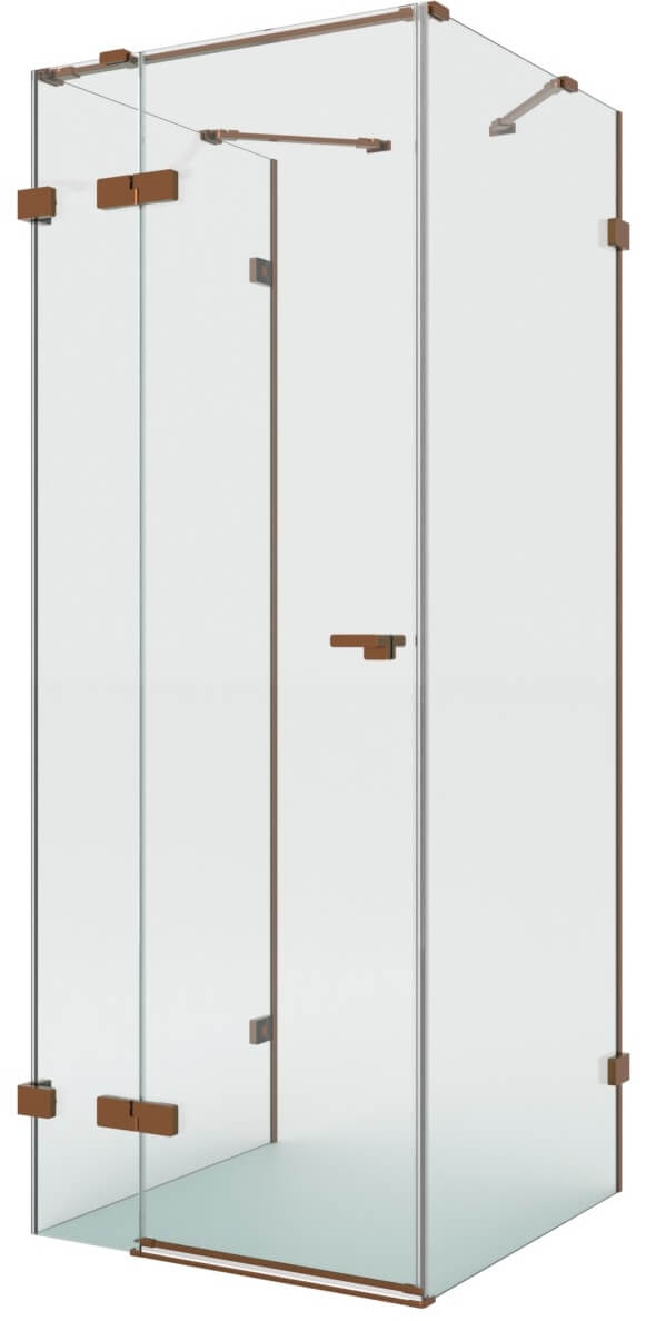 New Trendy Eventa Copper Brushed Duschkabine 100x80 cm rechteckig kupfer gebürstet/durchsichtiges Glas EXK-8123