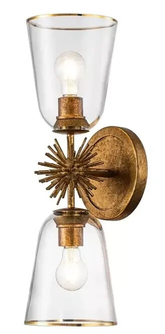 Elstead Lighting Staring Wandleuchte 2x40 W transparent-gold STARING-2WB-DG-CLEAR