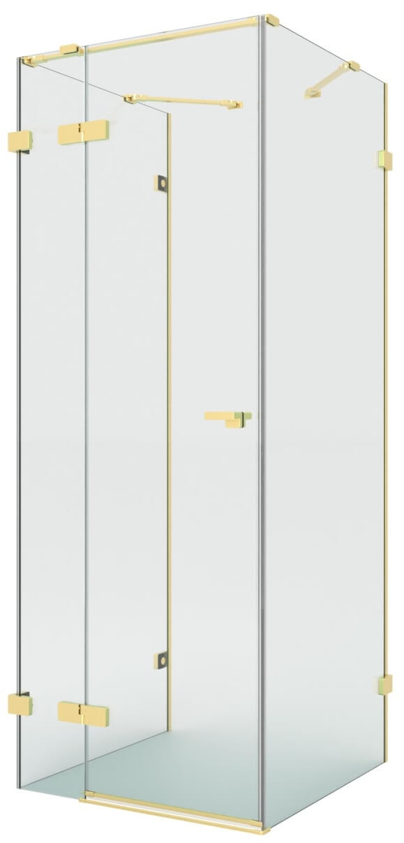 New Trendy Eventa Gold Brushed Duschkabine 100x90 cm rechteckig gold gebürstet/durchsichtiges Glas EXK-8354