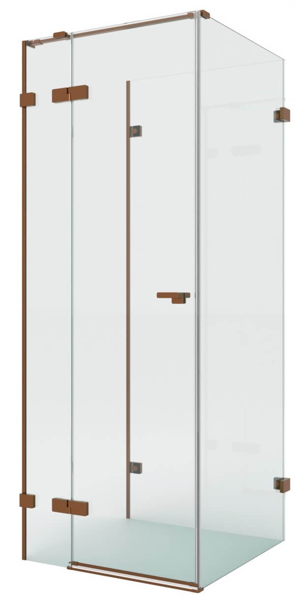 New Trendy Eventa Copper Brushed Duschkabine 100x80 cm rechteckig kupfer gebürstet/durchsichtiges Glas EXK-8139