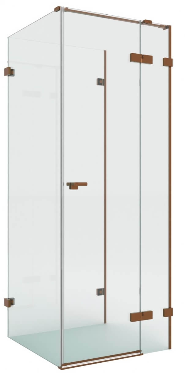 New Trendy Eventa Copper Brushed Duschkabine 100x80 cm rechteckig kupfer gebürstet/durchsichtiges Glas EXK-8148