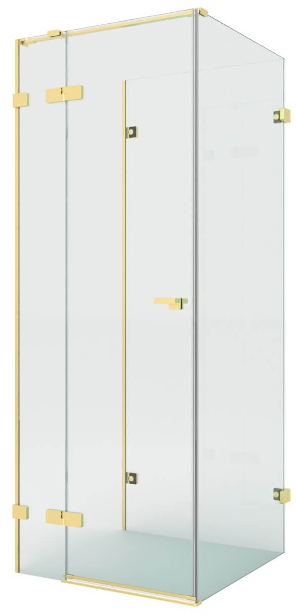 New Trendy Eventa Copper Brushed Duschkabine 80x80 cm quadratisch gold gebürstet/durchsichtiges Glas EXK-8368