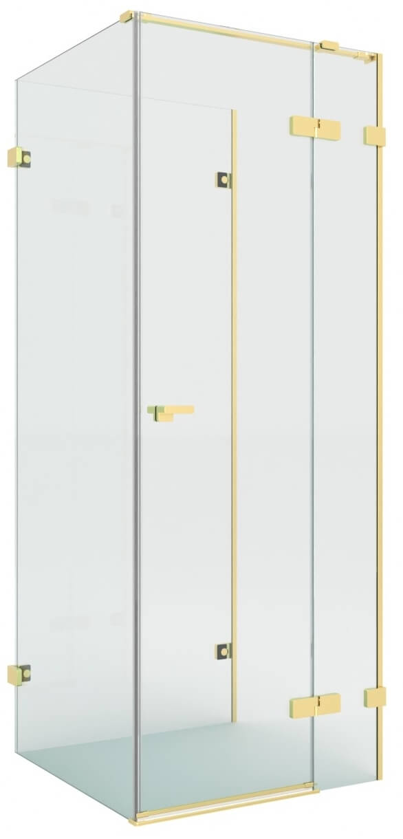 New Trendy Eventa Copper Brushed Duschkabine 90x90 cm quadratisch gold gebürstet/durchsichtiges Glas EXK-8377