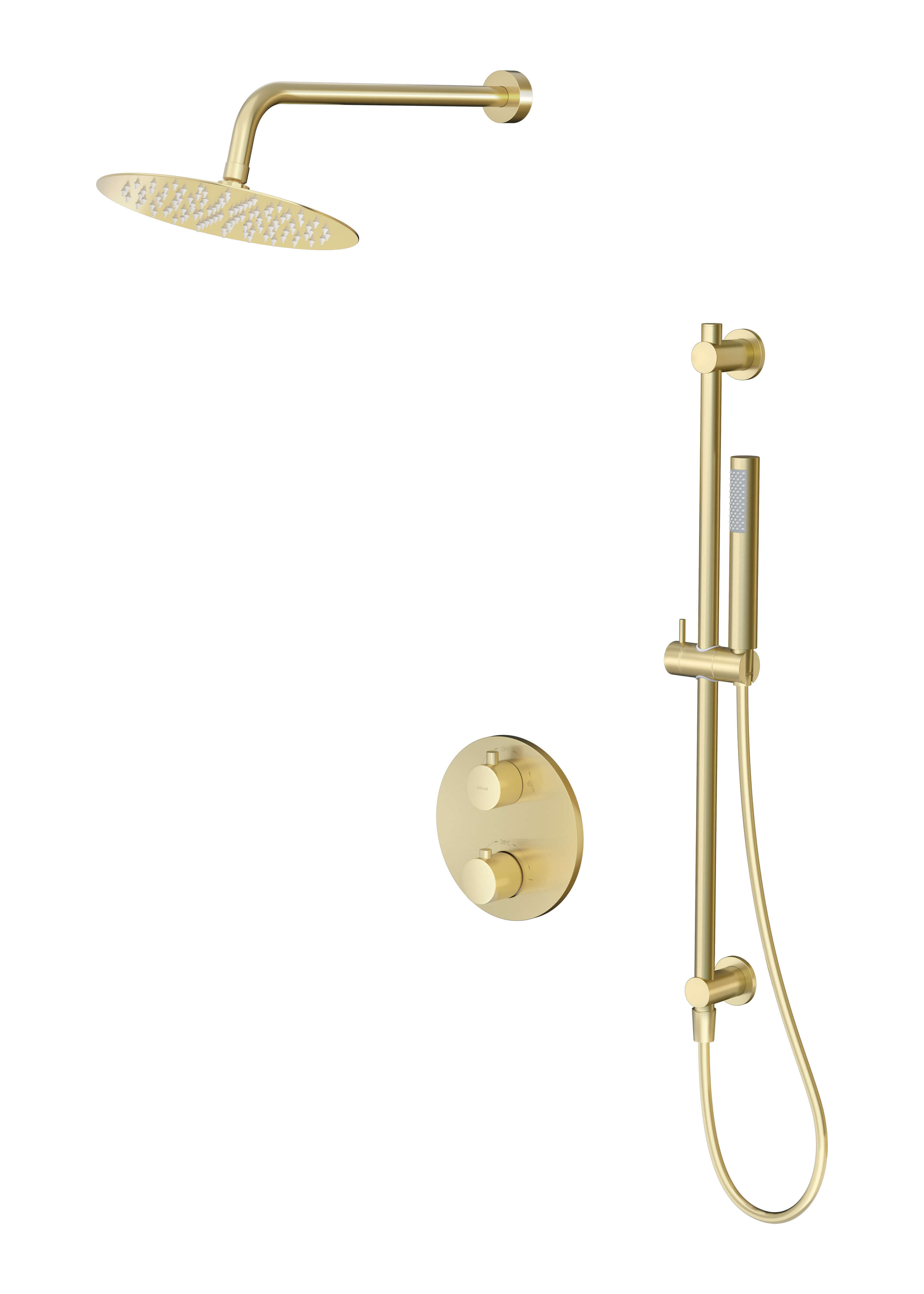 Cersanit Zen Duschset Unterputz mit Thermostat mit Kopfbrause gold S1001-137