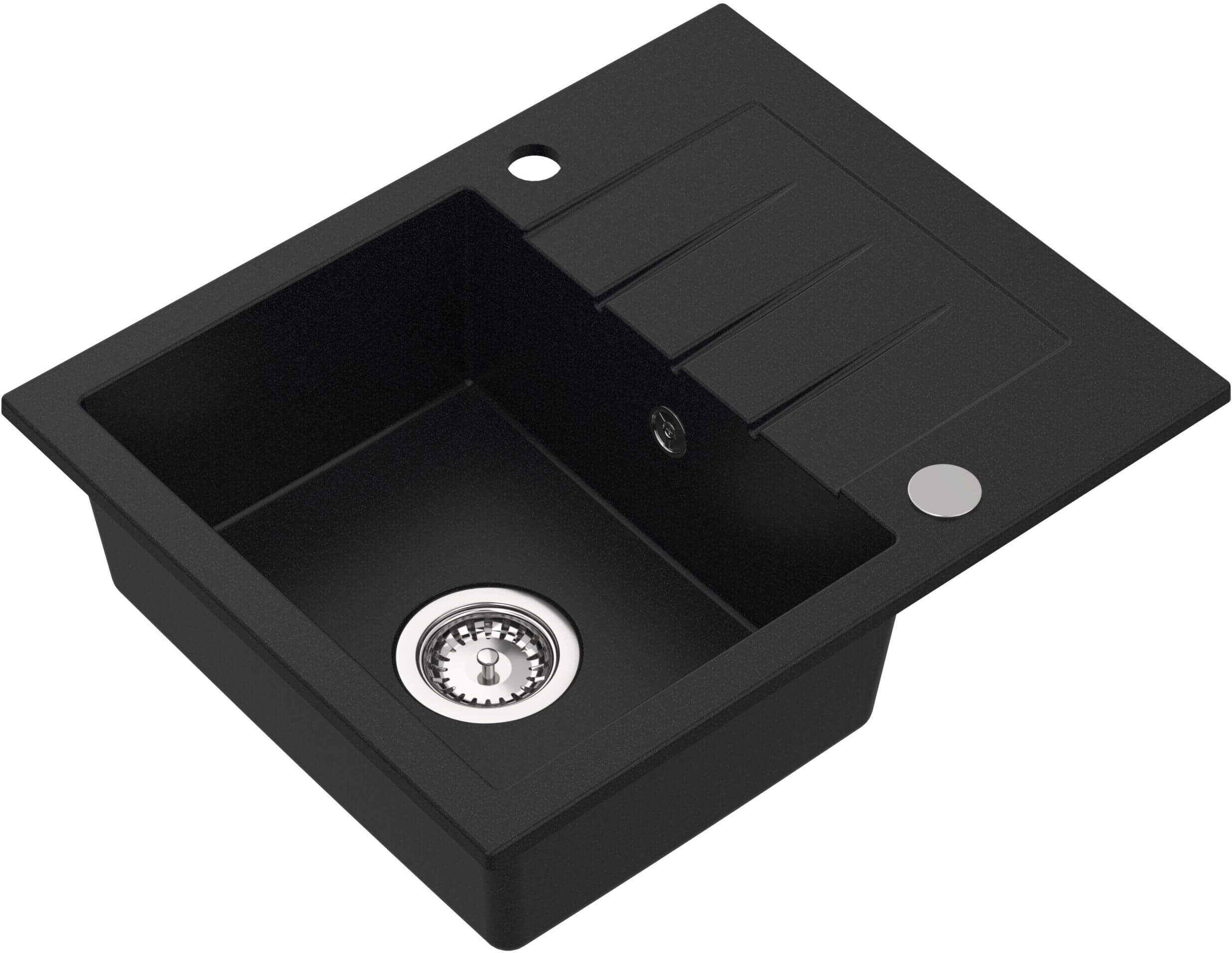 Ruvetti Morris 120 Granitspüle 57.6x47 cm schwarz 3001MO_BC120_W