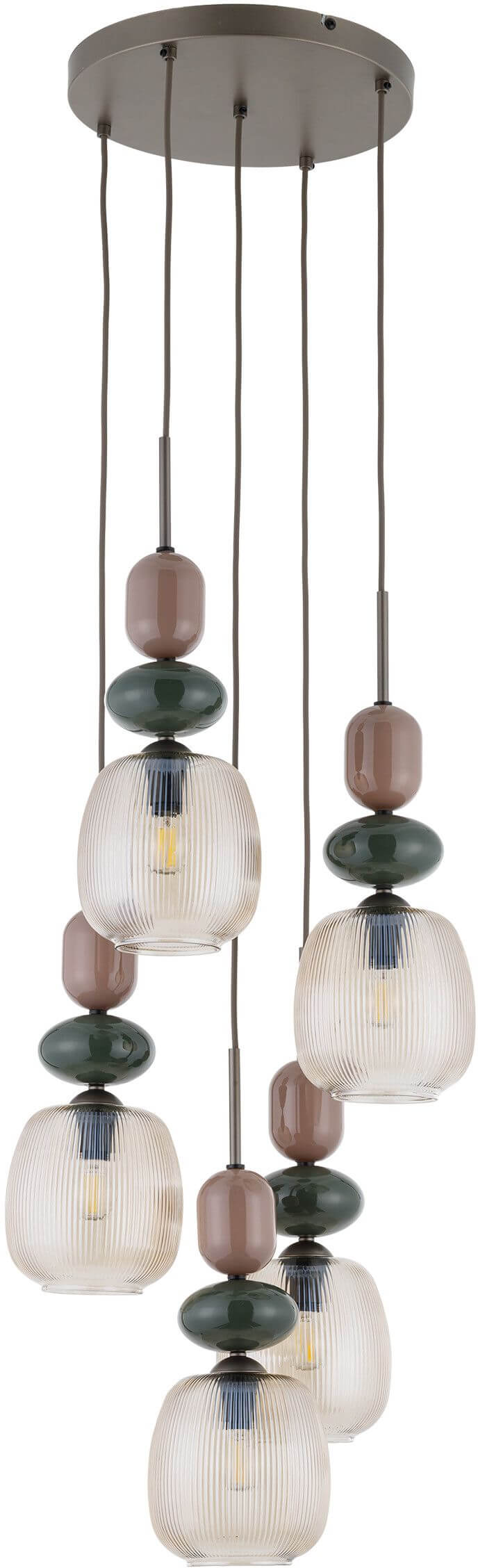 TK Lighting Zen New Brown Pendelleuchte 5x10 W weiß-braun 11879