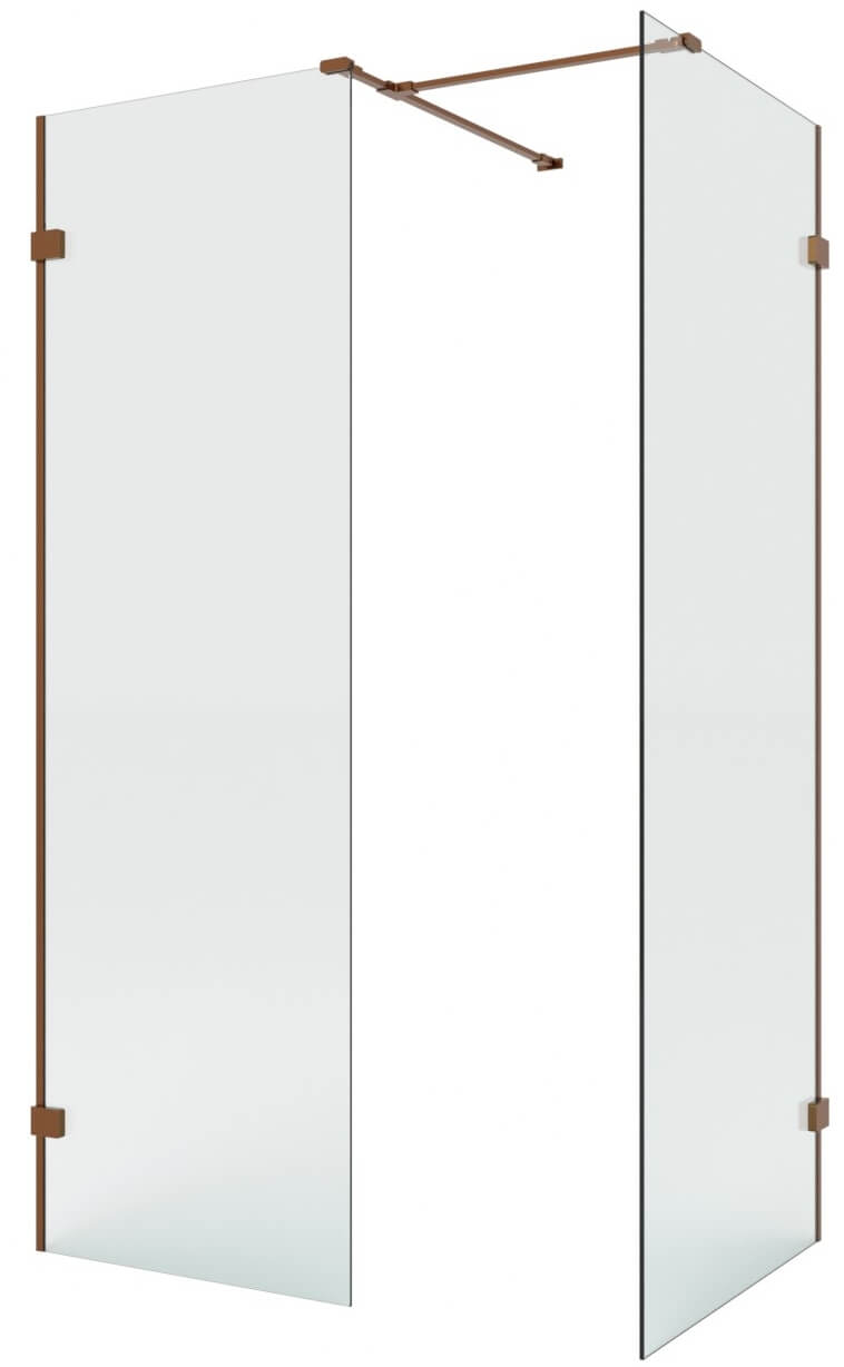 New Trendy Eventa Copper Brushed Walk-In Dusche 150x100 cm rechteckig kupfer gebürstet/durchsichtiges Glas EXK-8209