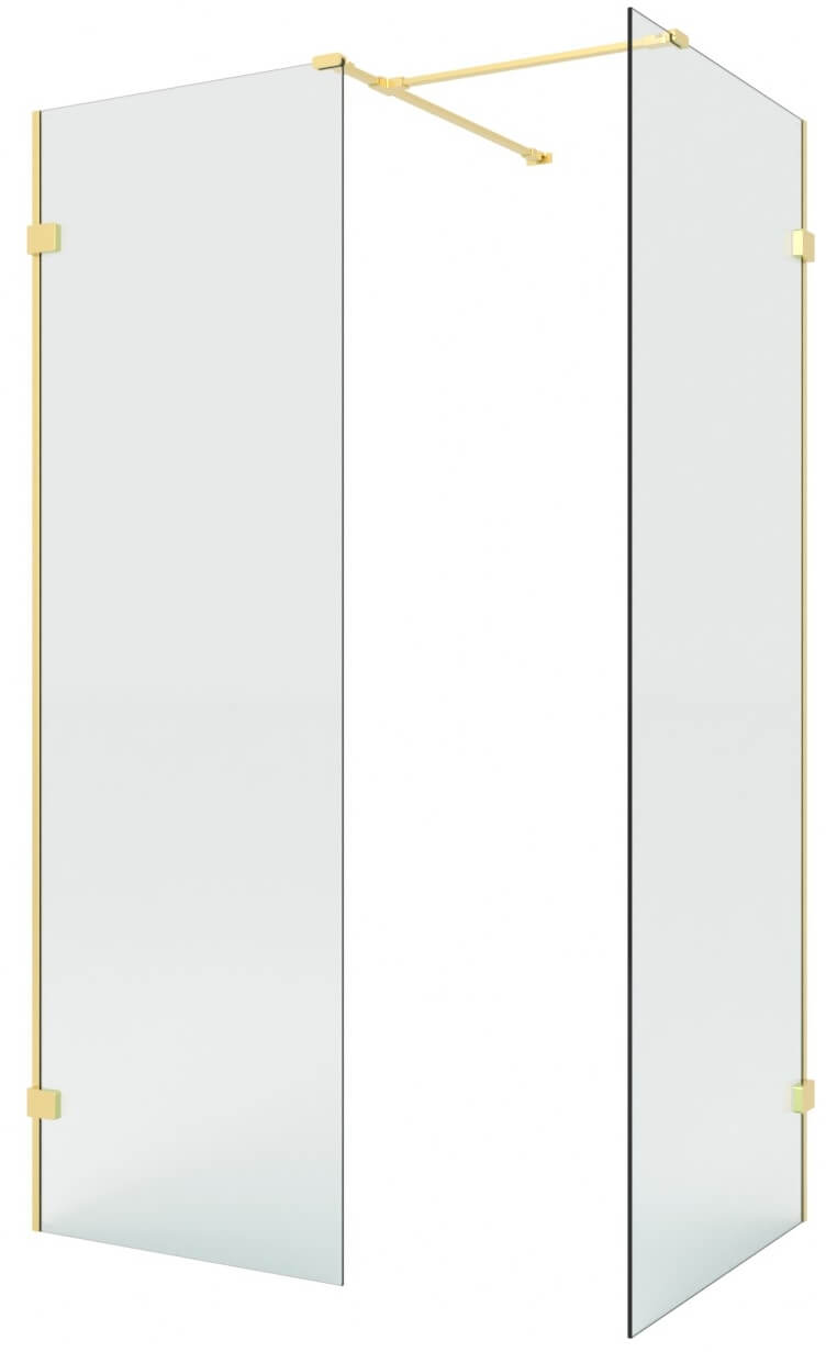 New Trendy Eventa Gold Brushed Walk-In Dusche 120x100 cm rechteckig gold gebürstet/durchsichtiges Glas EXK-8439