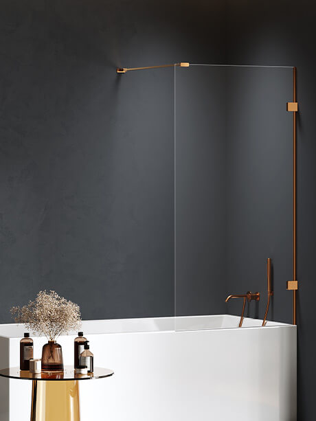 New Trendy Eventa Copper Brushed Badewannenabtrennung 50 cm einteilig kupfer gebürstet/durchsichtiges Glas EXK-8211-WP