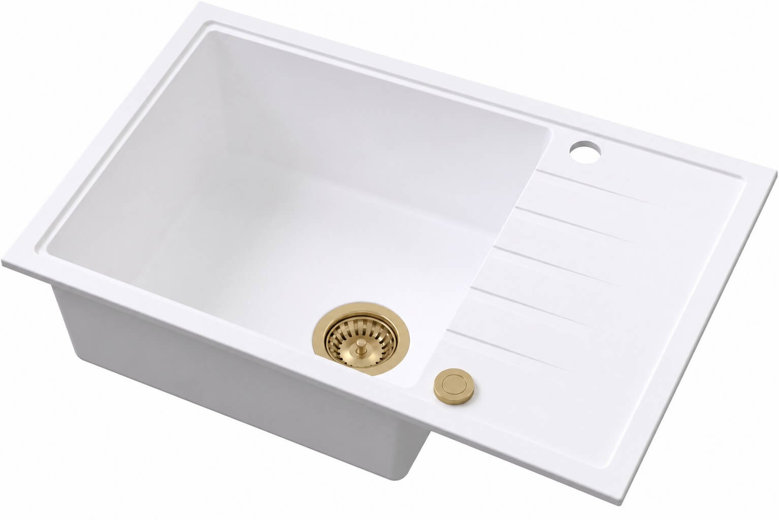 Ruvetti Axel Granitspüle 78x50 cm weiß 3001AX_WH160XL_W-PVDCH