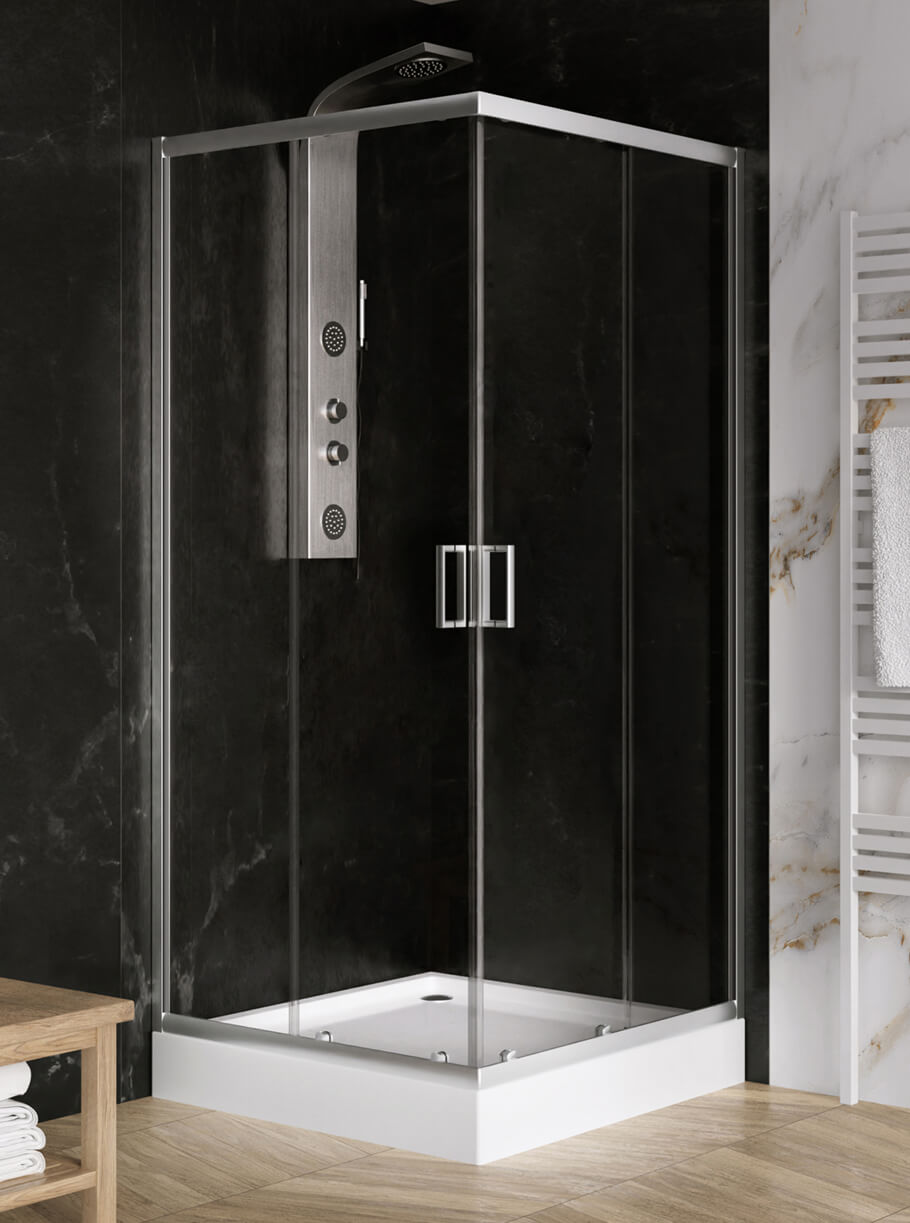 New Trendy Suvia Duschkabinen-Set mit Duschwanne 80x80 cm quadratisch chrom Glanz/durchsichtiges Glas ZS-0035