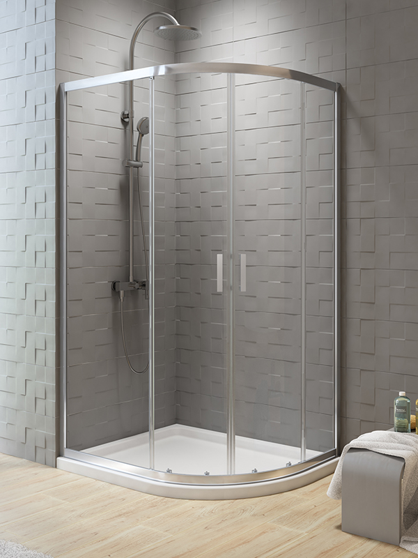 New Trendy New Varia Duschkabine 90x80 cm halbrund chrom Glanz/durchsichtiges Glas K-5463