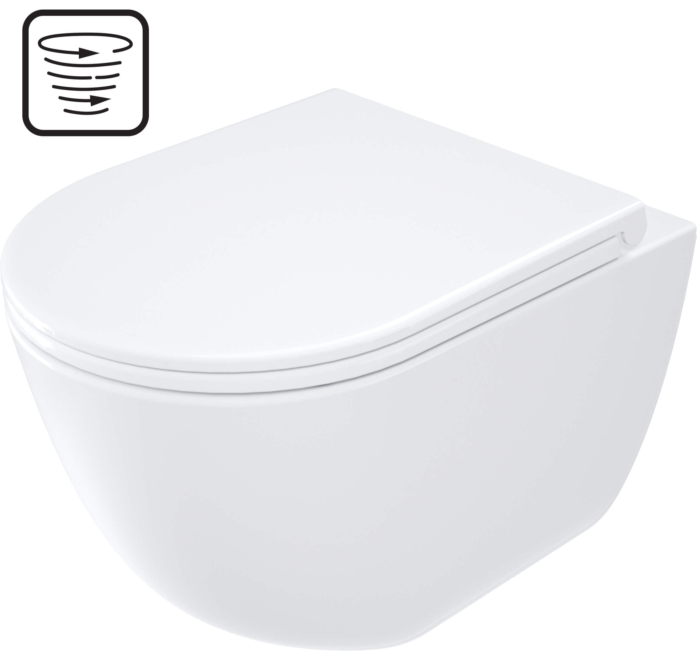 Deante Arnika WC-Becken mit Absenkautomatik-Sitz hängend Spülrandlos mit Wirbelspülung weiß Glanz CGND6ZPW
