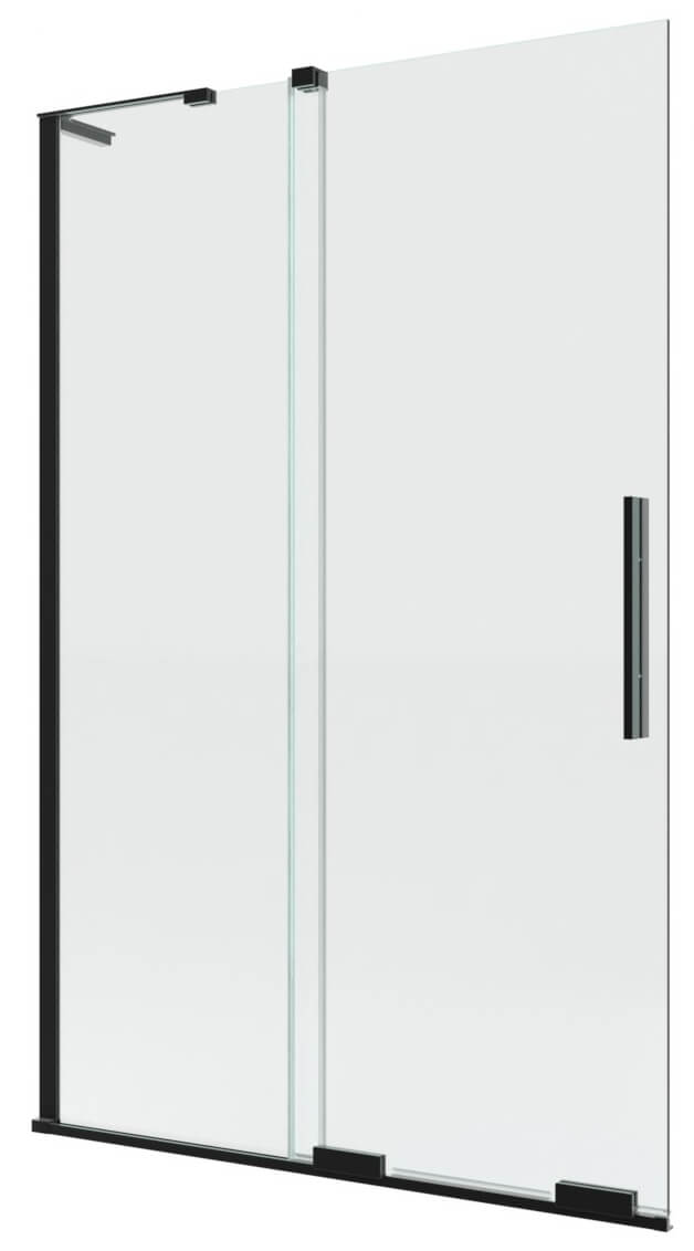New Trendy Smart Black Badewannenabtrennung 110 cm zweigeteilt schwarz Matte/durchsichtiges Glas EXK-4201-WL
