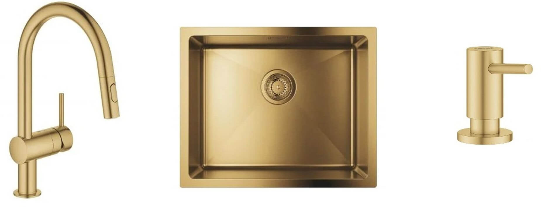 Set Edelstahlspüle Grohe K700 31574GN1, Küchenarmatur Grohe Minta 32321GN2, 40535GN0