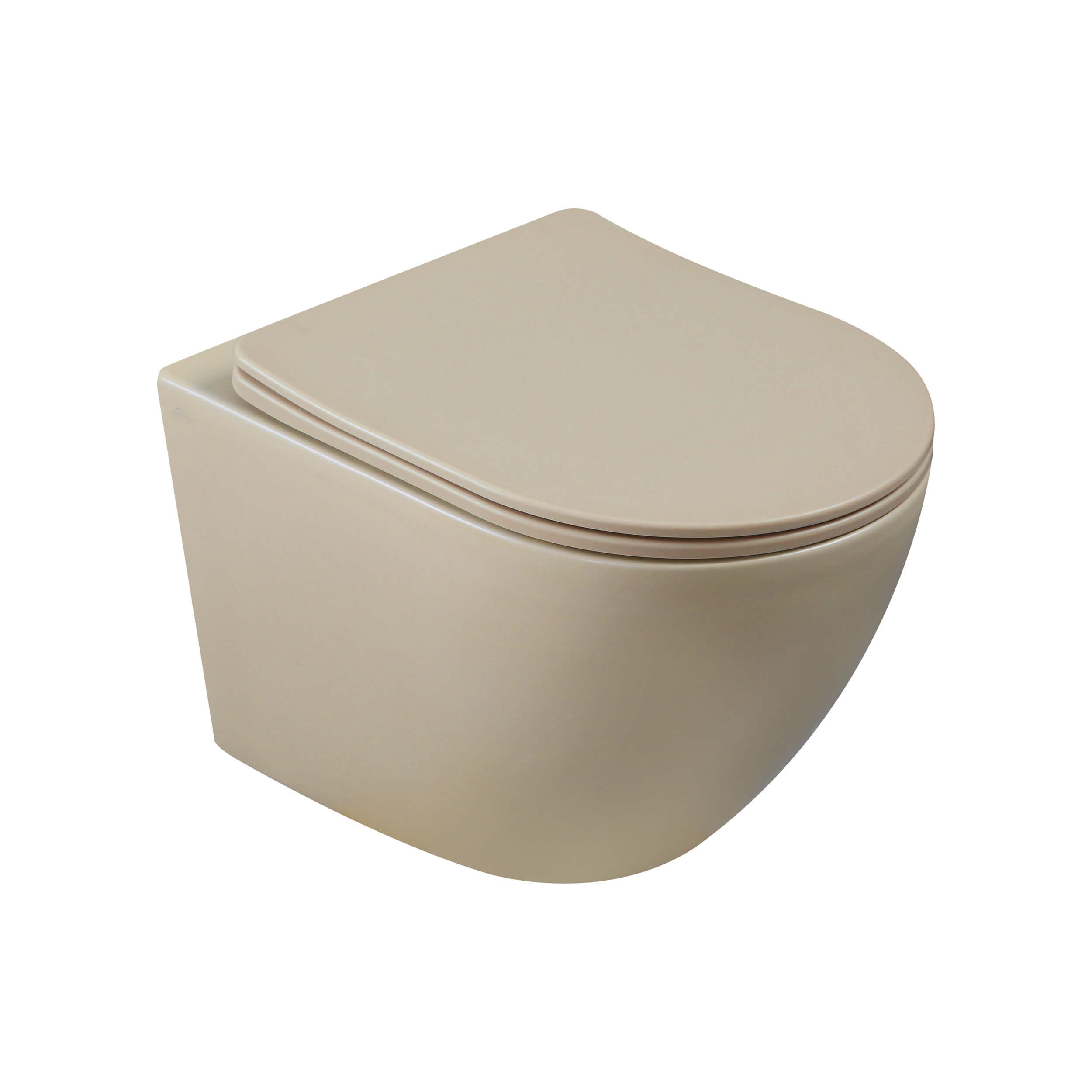 Invena Tavro WC-Becken mit Absenkautomatik-Sitz hängend Spülrandlos beige Matte CE-71-008