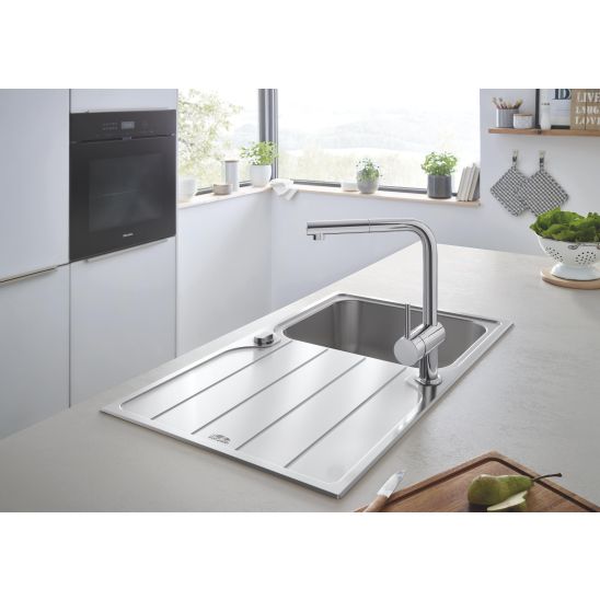 Set Küchenarmatur Grohe Minta 32168000, Tektonit-Waschbecken Franke Orion 114.0286.447