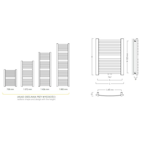 Set Thermostatset Instal Projekt Z17 606400001C12, Badezimmerheizkörper Instal Projekt Retto RET-50/110C12