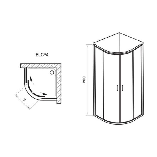 Set Dusche Ravak Blix 3B270C00Z1, Halbrunde Duschwanne Ravak Ronda GPX2240132, 364786