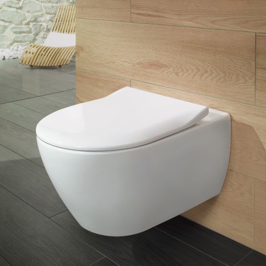 Villeroy & Boch Subway 2.0 zestaw miska WC wisząca bez kołnierza z deską wolnoopadającą Weiss Alpin (5614R001, 9M68S101)