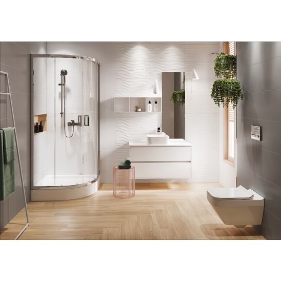 Set Dusche Cersanit Arteco S157-001, Halbrunde Duschwanne Cersanit Tako S204-003