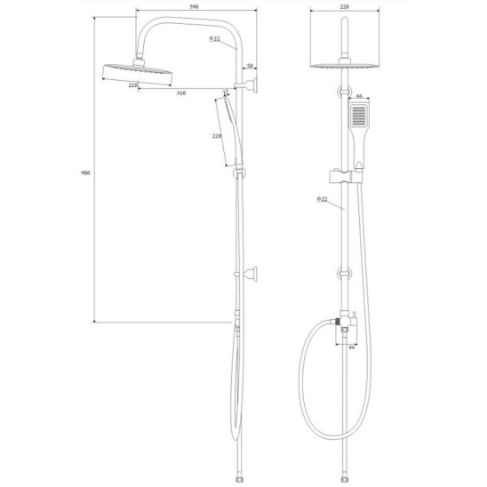 Set Duschbatterie Deante Neo Joko BOJ_04BT, Duschset Deante Neo Vero NBV_051K