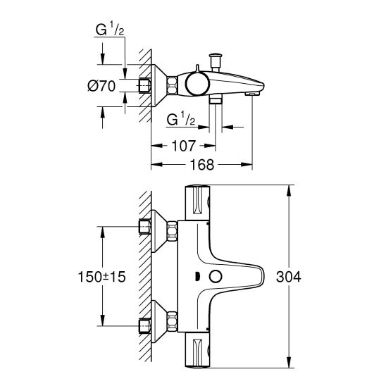 Set Badewannen- und Duscharmatur Grohe Grohtherm 800 34567000, Duschset Grohe Euphoria 27369000