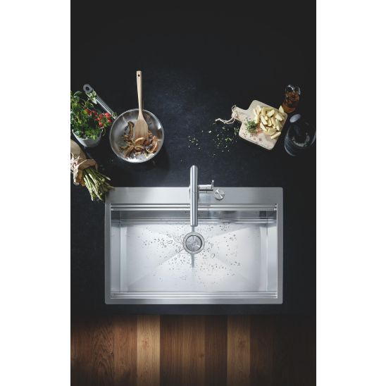 Set Küchenarmatur Grohe Essence 30270DC0, Stahlspüle Grohe K700 31726SD0