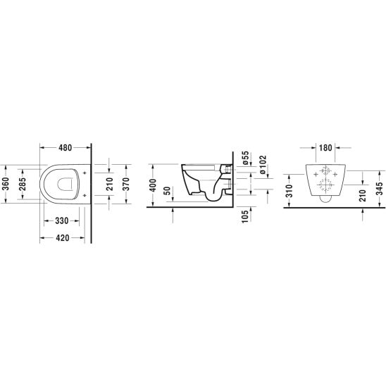 Satz wC-Becken Duravit ME by Starck 2530090000, toilletensitz Duravit ME by Starck 0020190000