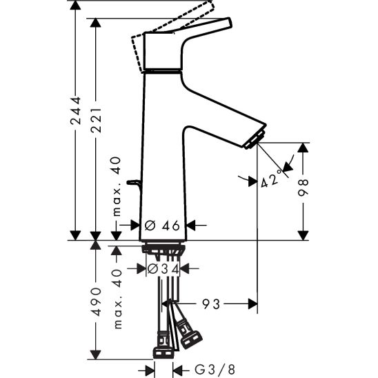 Set Badewannen- und Duscharmatur Hansgrohe Talis S 72400000, Waschtischarmatur Hansgrohe Talis S 72020000, 26421400