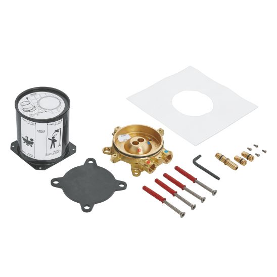 Set Badewannen- und Duscharmatur Grohe Essence 23491001, Bodenbefestigungselement Grohe 45984001