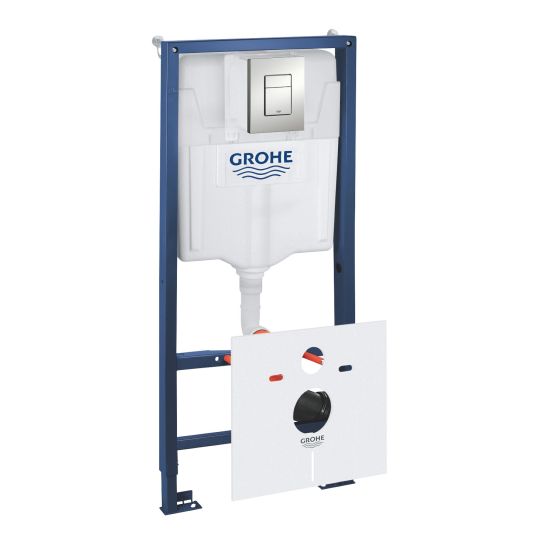 Set Verdeckter Rahmen mit Betätigungsplatte Grohe Rapid SL 39449000, WC-Becken mit Absenkautomatik-Sitz Grohe Bau Ceramic 39351000