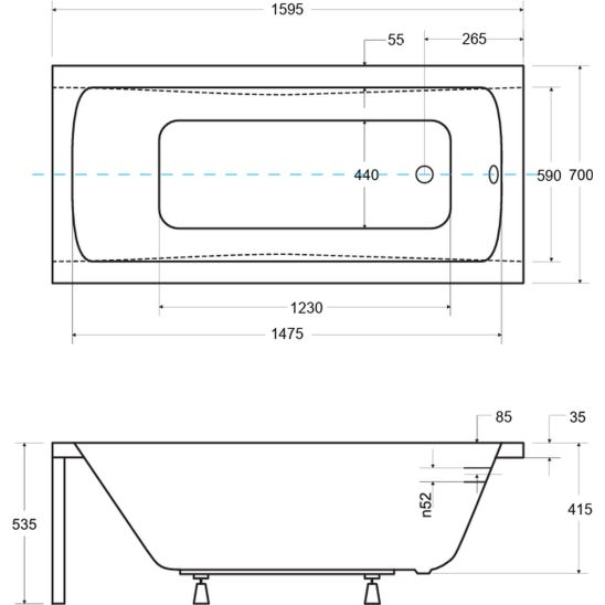 Set Rechteckige Badewanne Besco Optima #WAO-160-PK, Badewannenverkleidung Besco #OAP-160-UNI