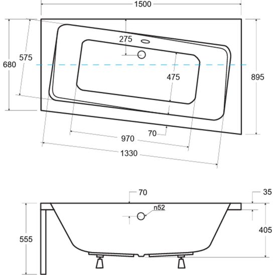 Set Eckbadewanne Besco Infinity #WAI-150-NP, Badewannenverkleidung Besco Infinity OAI-150-NS