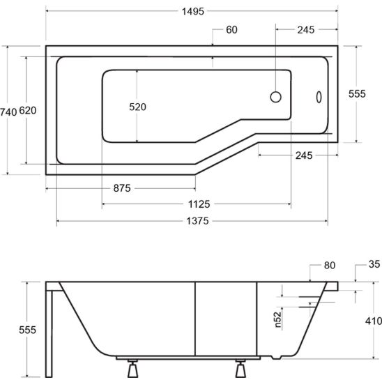 Set Eckbadewanne Besco Integra #WAI-150-PL, Badewannenverkleidung Besco Integra #OAI-150-NS