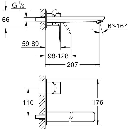 Set Waschtischarmatur Grohe Lineare 23444001, Verdecktes Wasserhahnelement Grohe Eurostyle 23571000