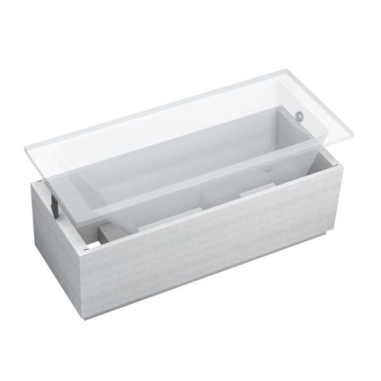 Set Rechteckige Badewanne Oltens Langfoss 10002000, Badewannenverkleidung Schedpol Stabilsound 1.028-LED, 03002100