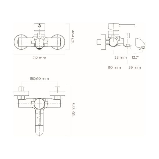 Set Badewannen- und Duscharmatur Oltens Molle 34000100, Handbrause Oltens Ume 37102100, 37200100, 37400100