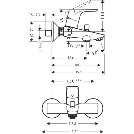 Set Badewannen- und Duscharmatur Hansgrohe Focus 31940000, Waschtischarmatur Hansgrohe Focus 31607000, 27592000