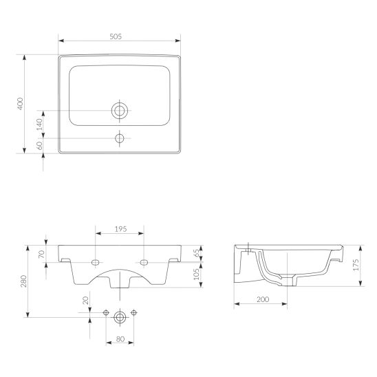Set Kabinett Cersanit Crea S924-015, Waschbecken Cersanit Crea K114-005