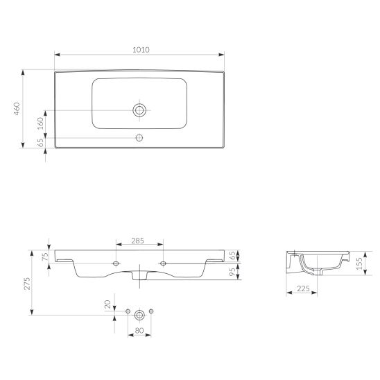 Set Kabinett Cersanit Crea S924-021, Waschbecken Cersanit Crea K114-018