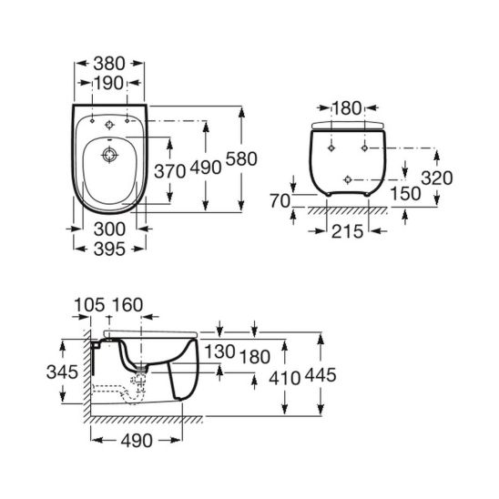 Set WC-Becken Roca Beyond A3460B7000, Unterputzrahmen Roca Duplo One A890070020, A801B8200B, A890195000, A890063000