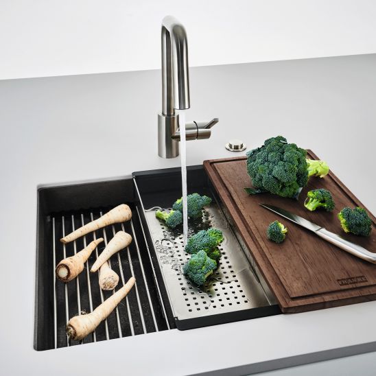 Set Granitspüle Franke Kanon 125.0528.612, Küchenarmatur Franke Lina 115.0626.081